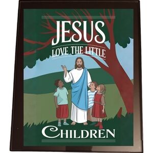 Jesus Loves The Little Children In A Glass Front Frame 8x10 Picture AI wall art